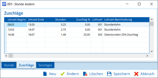 Automatisierte Zuschläge z. B. für Wochenendarbeit - © TAIFUN Software AG