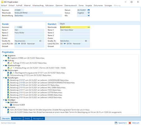 TAIFUNs erstklassige Projektverwaltung mit Projektakte: Behalten Sie die volle Übersicht gerade in umfangreichen Projekten.