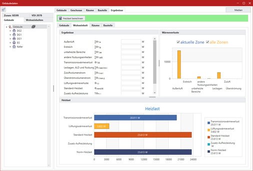 Die normsichere Heizlastberechnung nach DIN 12831-1 ist in der Hottgenroth-Software mit wenigen Eingaben problemlos möglich.