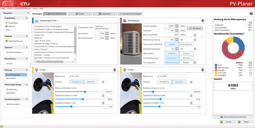 Der PV-Planer betrachtet Verbraucher wie z.B. Wärmepumpen oder E-Autos - © Hottgenroth Software AG