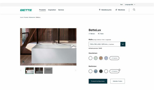 Produkt der Wahl aussuchen  und Konfiguration starten: Maße und Farbe und Oberfläche wählen. - © Screenshot / SBZ
