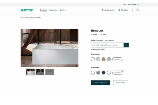 Produkt der Wahl aussuchen  und Konfiguration starten: Maße und Farbe und Oberfläche wählen.