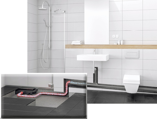 Na﻿chher:  Wird der Duschboden auf das Fußbodenniveau abgesenkt, liegt das alte Abwasserrohr in der Wand oft zu hoch und das Wasser kann nicht abfließen. Lösung: Die Bodenablaufpumpe Plancofix Connect fördert das verbrauchte Duschwasser leise und zuverlässig in das vorhandene Abwasserrohr.