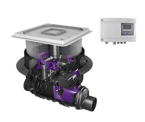 Hybrid-Hebeanlagen bieten eine ­Alternative zu herkömmlichen Hebeanlagen. Nur bei Rückstau wird das Abwasser über eine ­Pumpe entsorgt, ansonsten nutzt die Anlage das natürliche Gefälle zum Kanal.