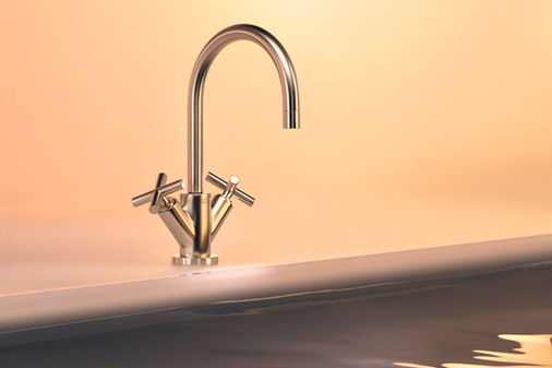 Dornbrachts Goldoberflächen enthalten je nach Farbgebung 22 bis 23,9 Karat Gold. Hier Tara in Champagne (22kt Gold) .