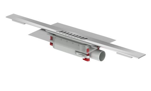 Erfüllt – wie alle Sanitärprodukte von ACO Haustechnik mit einer Sperrwasserhöhe unter 50 mm – die Anforderungen der DIN EN 1253-6: Die Duschrinne ACO ShowerDrain S+.