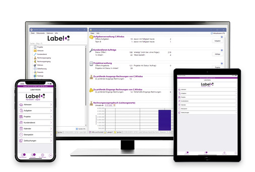 Labelwin und die App Label Mobile. Mit der App werden die Baustellenabwicklung und der Kundendienst inzwischen gänzlich digital abgewickelt. - © Bild: Label Software
