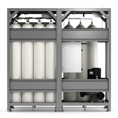  Der Wasserstoff-Langzeitspeicher wird außerhalb des Hauses installiert und kann, je nach persönlichem Strombedarf, individuell angepasst und auf bis zu fünf Wasserstoffspeichereinheiten ergänzt werden. Das Gesamtsystem wird durch ein intelligentes Energiemanagement gesteuert und überwacht.