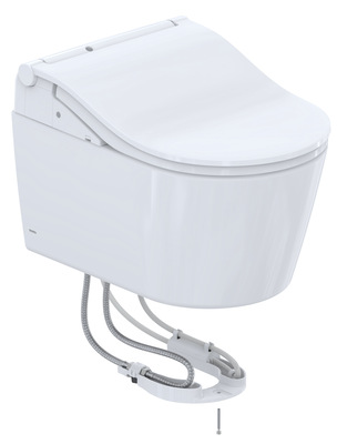 Im Handumdrehen vom WC zum Washlet, hier das Modell RW. Nach der Installation werden die Zuleitungen sauber in die Keramik integriert. Für das Upgrade stehen die Modelle RW, SW, RX, SX sowie RG zur Verfügung. Alle Washlets verfügen über die Hygiene- und Komforttechniken.