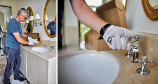 Letzter Schritt: Die rundumerneuerten Original-Armaturen finden wieder ihren Platz an den Waschtischen der Zimmer und Suiten.