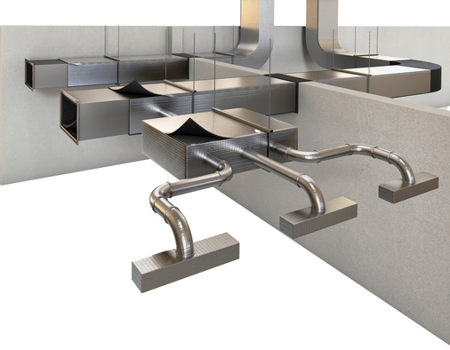 E Eine fachgerechte Dämmung von Luft­kanälen und Gebläsekonvektoren kann die Geräusch­übertragung erheblich reduzieren und so den akustischen Komfort und die Sprachverständlichkeit in gemeinschaftlich genutzten Räumen ­verbessern.