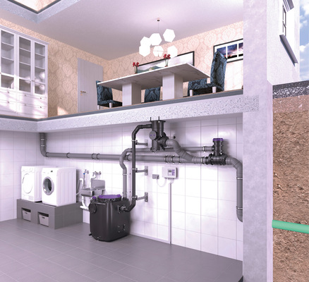 Zwei Neuheiten markieren einen Technologiesprung unterhalb der Rückstauebene und ermöglichen es, die komplette Installation im Aufstellraum der Hebeanlage zu realisieren.
