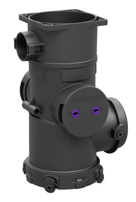 Der Systemtrenner ist mit einem selbsttätigen ­Verschluss ausgestattet, der im Pumpbetrieb automatisch öffnet (rechts oben) und nach dem Pumpvorgang wieder schließt (rechts unten). Damit wird die Sicherheit gegen Rückstau auch bei fehlender Überhöhung der Druckleitung gegenüber der Rückstauebene gewährleistet.