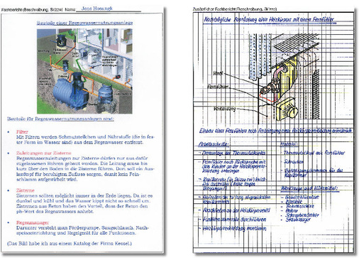 Der Fachbericht soll Arbeiten aus der Praxis wiedergeben. Dies kann auch aus einer Anlagenbeschreibung, wie hier die einer Regenwasseranlage sein, wenn daran gearbeitet wurde