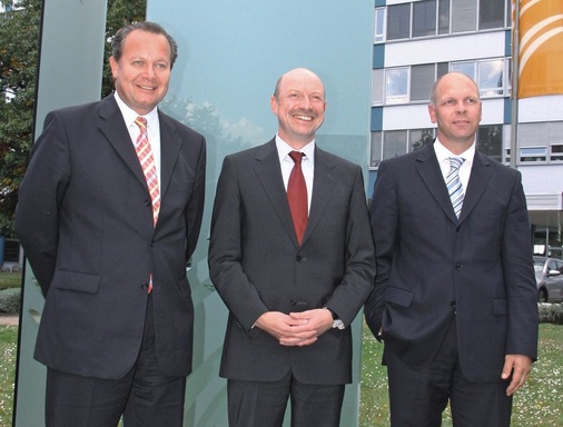 Dirk Gellisch, Andreas Dornbracht und Wolfgang Burchard (v.r.) informierten in der Frankfurter VDMA-Zentrale rund um die Belange der Sanitärarmaturenindustrie. Sie artikulierten die Interessen der Armaturenindustrie