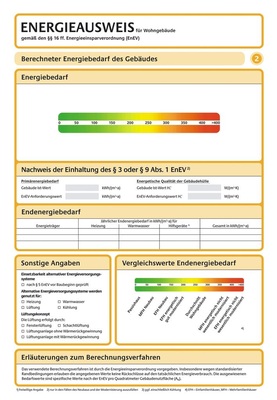 Für den bedarfs­basierten ­Energieausweis führen die ermittelten Gebäude- und Anlagedaten zu einer Einstufung, die auf der Werteskala vermerkt wird