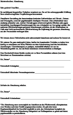 So könnte die Abmahnung als Folge unerlaubter Internetnutzung aussehen