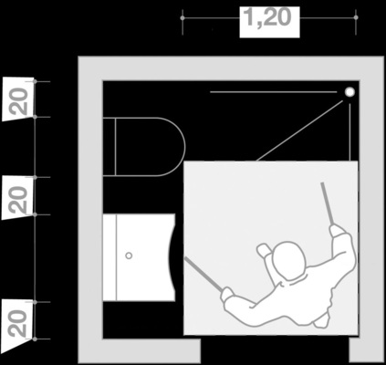 Bei Ausführungen gemäß der DIN 18025 Teil 2 schaffen die Bewegungsflächen vor WC, Waschtisch und Duschbereich einen Freiraum von 1,20 x 1,20 m - © Hewi
