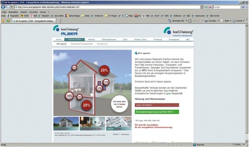 Individueller Firmenauftritt: Unter www.energie sparen-alber.de steht der EGS-Webauftritt eines Mitgliedsbetriebs