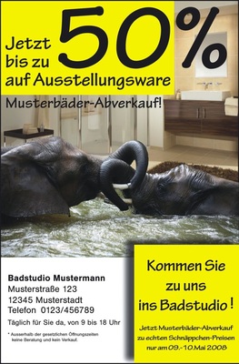 Beispiel für ein Anzeigenmotiv zum Abverkauf von Ausstellungsware