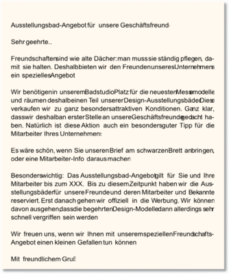 Brieftext zur Information von Geschäftspartnern