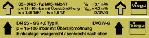 Bild 3 Kennzeichnung der Schließfaktoren des bisherigen GS Typ MK entsprechend der Einbaulage (oben) sowie Kennzeichnung lageunabhängiger GS, Typ K für beide Einbaulagen — waagerecht / senkrecht nach oben