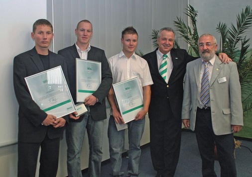 Verleihung des Wilo-Förderpreises Ost 2008 (v. l.): Falko Gasterstädt, Paul Schack, Stephan Brand, Peter Stamm und LIM Dietrich Roese
