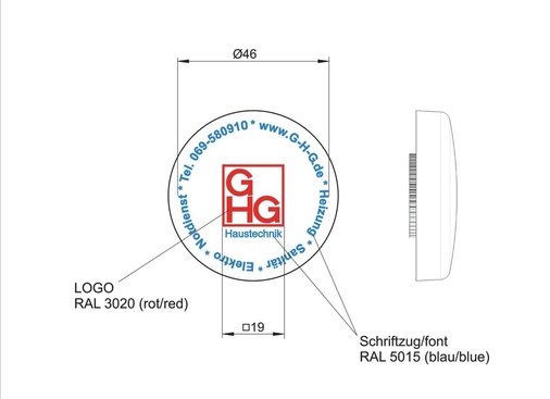 Das speziell für den Regler entworfene Logo enthält Homepage und Telefonnummer des Betriebs. Somit bleibt er immer im Blickfeld des Kunden