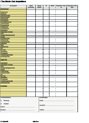 Vorschlag zu einer Checkliste, mit deren Hilfe Ihre Monteure die Bad-Inspektion bequem durchführen können