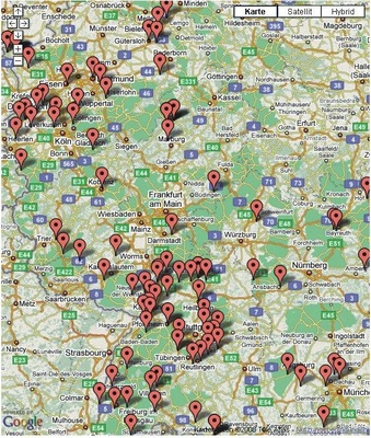 Bild 1 Standorte der Projekte in Deutschland aus dem Projekt „Wärmepumpen-Effizienz“