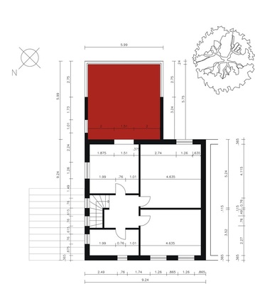 Ein Grundriss mit Herausforderungen: die Aufteilung eines fast quadratischen Raumes ist nicht leicht