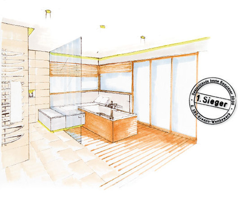 Räume im Raum: geschickt kombinierte Produkte und Flächen lassen großzügige Dusch- und Bade-Zonen entstehen