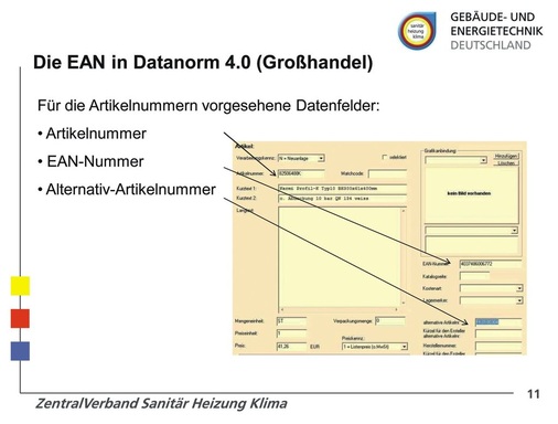 Ein EAN-Feld ist neben vielen weiteren Produktangaben auch in Datanorm vorhanden