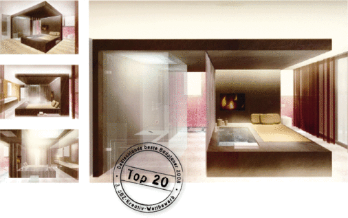 Room-in-Room-Konzept: für den quadratischen Anbau von Tanja entwickelte Sebastian Steinbach ein eigenständiges Private Spa