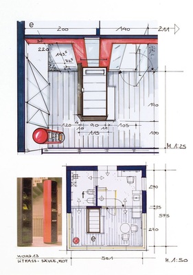 Blick von oben: Der Relax-Bereich mit der freistehenden Badewanne (Sundeck, Duravit) wirkt aufgeräumt und übersichtlich