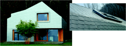 FerienhausMonolith-Ferienhaus aus vorbewittertem Titanzink am Bieler See: Nahtlos umgibt die homogene schuppige Aussenhaut das Gebäude wie eine Hülle vom First über die Baukanten und Fassaden bis zum Boden. Fachbetrieb: StF Messerli AG aus Ins