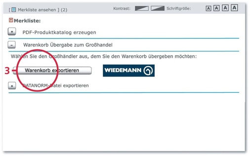 Schritt 3: ...per Klick wird die Liste zum Großhändler exportiert