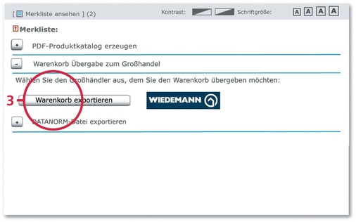 Schritt 3: ...per Klick wird die Liste zum Großhändler exportiert