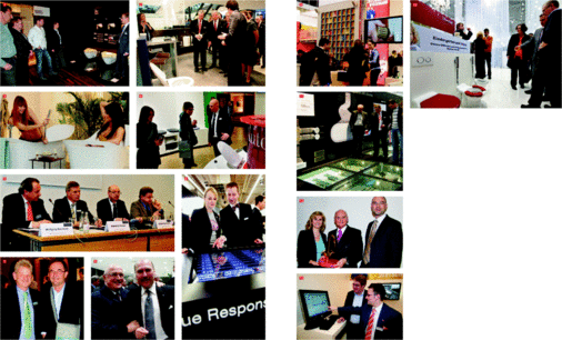 1 Mit „Hello Europe“ kündigte der japanische Großkonzern Toto seinen Eintritt in den europäischen Markt an. Verkaufsdirektor Hubertus Brüggemann ist von den Qualitäten des Washlets überzeugt2 Geberit hatte im Außenbereich vor der Halle vier einen Pavillon aufgebaut und präsentierte eine stark erweiterte Produktpalette der Dusch-WCs. In geschlossenen Kabinen konnten die Produkte gleich ausprobiert werden3 Na haben Sie diese Damen auch gesehen? Die Glamourwelt der Bäder in der Festhalle sowie den Hallen drei und vier hat nicht nur diesen Modells gut gefallen4 Ladydream: In der Festhalle präsentierte Pressalit unter dem Namen Auto-Close einen echten Frauentraum. Vergisst der Herr den Deckel zu schließen, schließt dieser infrarotgesteuert nach einigen Minuten automatisch5 In den Reigen der unzähligen Pressekonferenzen reihte sich auch der VDMA mit dem Thema Nachhaltigkeit oder auf neudeutsch Blue Responsibility ein und auf... 6 ... vielen Ständen wurde das Thema Nachhaltigkeit, wie hier von Thomas Richter (Direktor Business Development bei Dornbracht), in Szene gesetzt7 Erwin Staudt (r.), Präsident des Fußballbundesligisten VfB Stuttgart am Hansgrohe-Stand. Dass Staudt sich bei dem erfolgsverwöhnten Hansgrohe-Chef Siegfried Gänßlen Tipps für eine Leistungssteigerung des VfB geholt hat, wurde seitens Hansgrohe nicht bestätigt8 Auf Einladung der Messe gab es ­einen Gala-Abschiedsempfang für den im Sommer des Jahres in Ruhestand gehenden ZVSHK-Haupt­geschäftsführer Michael von Bock und Polach (hier mit Messechef Dr. Michael Peters). Die Gästeliste las sich wie ein Who is who der SHK-Branche9 Informationsquelle erster Güte war der Stand des Zentralverbandes in Halle 8. Weitere Informationen hierzu auf den ZV-Seiten in dieser SBZ (ab Seite 28)10 Neue WCs und Waschbecken für Kindergärten und Schulen: ­Keramag bietet jetzt Marketing­unterstützung, die den Handwerkern helfen soll, von den Geldern des Konjunkturprogramms zu ­partizipieren11 Aufgrund der immer dichteren Bauweise erfahren Wohnungslüftungssysteme, wie das Zehnder Onfloor einen regen Aufschwung12 Die Badeinrichtergemeinschaft Aqua Cultura nahm das 25. ISH-Jubiläum des Designers Dieter Sieger zum Anlass, ihn für seine Verdienste rund ums Bad zu ehren: (v.l.) Aqua Cultura-Geschäfts­führerin Angie Brüßel, Dieter Sieger und Aqua Cultura-Sprecher Thilo Dreyer13 Der ZV machts möglich: Jetzt gibt es den EAN-Code auch fürs Handwerk. Jens Wischmann, ­Geschäftsführer der Vereinigung Deutsche ­Sanitärwirtschaft lässt sich von Matthias Thiel informieren. Weitere Informationen hierzu auf Seite 107