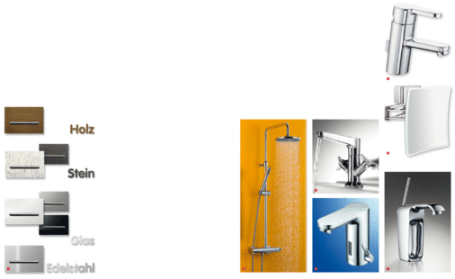 1 UP-Spülkasten Sanicontrol R 11 gibt es nun auch mit Betätigungsplatten aus ­Marmor, Schiefer, Teak und Glas2 Auf gutes Preis-/Leistungsverhältnis bedacht: Thermostat­armatur Thermodrako von Ramon Soler3 Die neue Armaturen-­Serie Betap von Roca will Retro-Glanz ins Bad bringen4 Celis E heißt die neue elektronische Waschtisch-Armatur von Schell5 Die Accessoire-Serie 3000 von Sam umfasst nun auch passende ­Armaturen6 Quadratischer Spiegel mit LED-Technik: Miro verfügt über einen schmalen, ­komplett umlaufenden Leuchtrand7 Perspektivenwechsel: Die neue Armaturenserie Structure von Steinberg