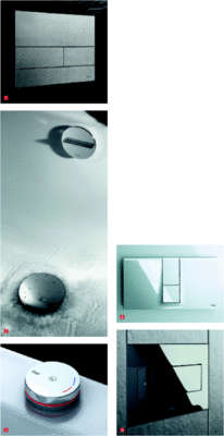 1 Fingern erlaubt: Eine abriebfeste ­Schutzschicht soll Fingerabdrücke auf der Edelstahl-Bestätigungsplatte Square von Tece vermeiden2 Innovativ: Bei der Rotaplex Trio F von Viega strömt das Wasser „aus dem ­Boden in die Wanne“3 Der elektronische Regler Multiplex Trio E ermöglicht das punktgenaue Einstellen von Wassermenge und Temperatur und signalisiert die aktuelle Temperatur durch Farbwechsel des Lichtbandes4 Viega hat die Visign for Style-Serie um zwei weitere Betätigungsplatten ergänzt 5 Betätigungsplatten fliesenbündig einbauen mit der Visign for Style 12-Platte