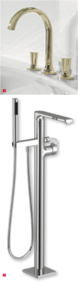 1 Die Armaturen- und Accessoire-Serie LaFleur von Villeroy & Boch passt zu der V&B-Kollektion und ISH-Neuheit La Belle 2 Neu im Cult-Sortiment: eine freistehende Wannenfüll-Armatur