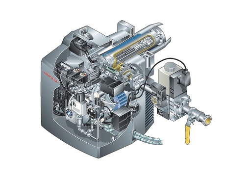 Der Zweistoffbrenner WGL30C (70—340 kW) verfügt über einen mikroprozessorgesteuerten Feuerungsmanager mit LCD-Display für Einstell- und Servicearbeiten