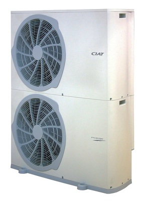 Die Wärmepumpe Aqualis Inverter von Ciat bietet eine stufenlose Leistungsanpassung und eignet sich zum Heizen (bis 12,5 kW) sowie zum Kühlen und zur WW-Bereitung