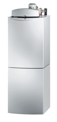 Eine Leistung von 19 und 27 kW bietet der kompakte Öl-Brennwert-Heizkessel TS 10 von Sieger (hier abgebildet mit Warmwasser-Speicher).