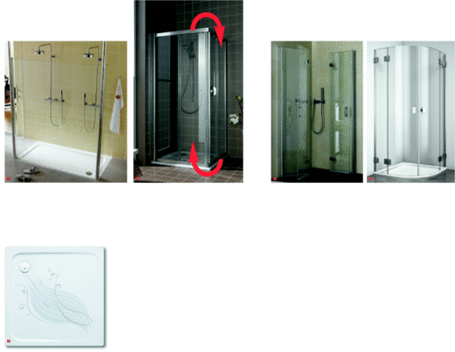 1 XXL: 13 neue Modelle in XXL-Formaten von 130 x 90 bis zu 180 x 120 cm2 Eine fließende Welle für alle bodengleichen Superplan-Duschen soll für ­Bodenhaftung sorgen3 Duschkabinenserie Atea von Kermi: Rechts- und Links-Gleichheit der Eckeinstiegshälften und Türen4 Die Pendel-Falt-Funktion der Diga soll für Einstiegsfreiheit, problemlose Pflege und praktische Raumersparnis ­sorgen5 S500 ist ein rahmenloses Echtglas-Duschabtrennungsprogramm von ­Koralle