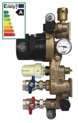 Die neue Regel­station BM eco für die Systemanbindung von Flächenheizungen ist nun mit einer Pumpe der Energieeffi­zienzklasse A ausgestattet