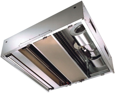 Die Flachboxen KFR und KFD mit Ventilator, Regelung, Verschlussklappe sowie Heiz- oder Kühlregister