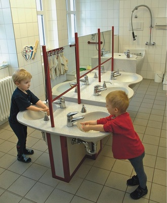 Ziel der Kampagne sind moderne Wasch- und WC-Räume, die Kindern selbstständig Hygiene erlernen lassen. Maskottchen für das Marketing-Paket ist der Keramag-Löwe