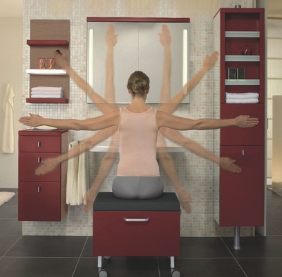 ein unterfahrbarer Waschtisch mit Flachaufputz- oder Unterputzsiphon